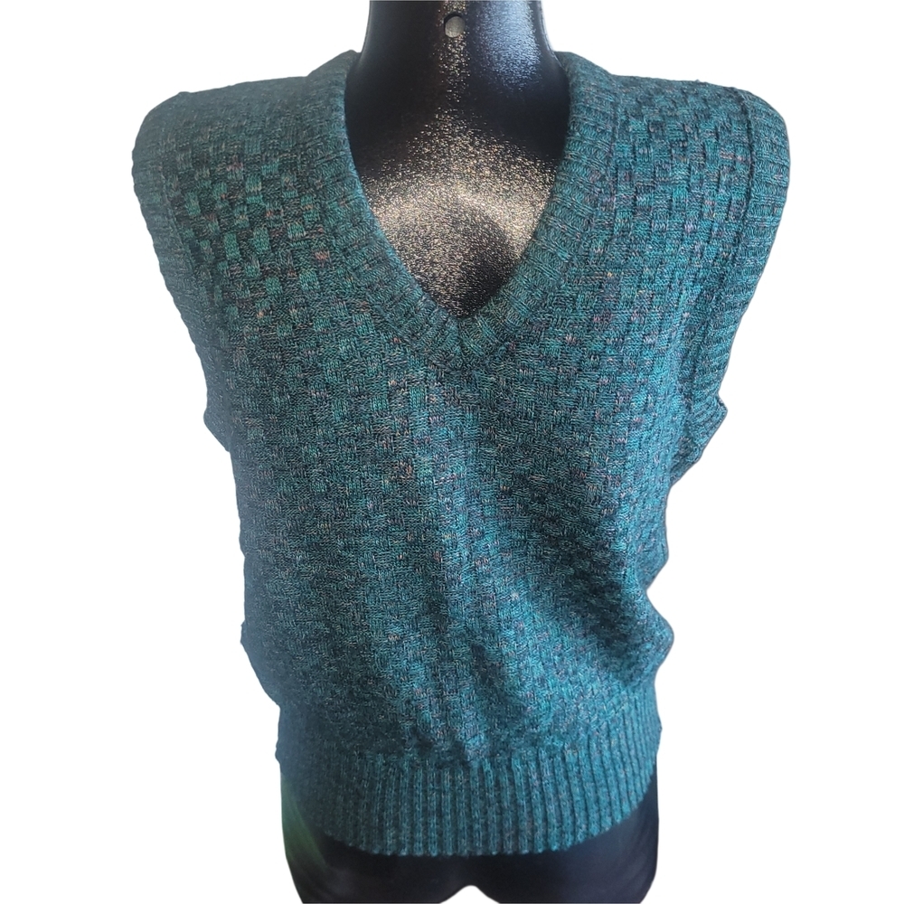 Celebrity Club Vintage 90's Green Speckled Knit Sweater Vest - Picture 2 of 5